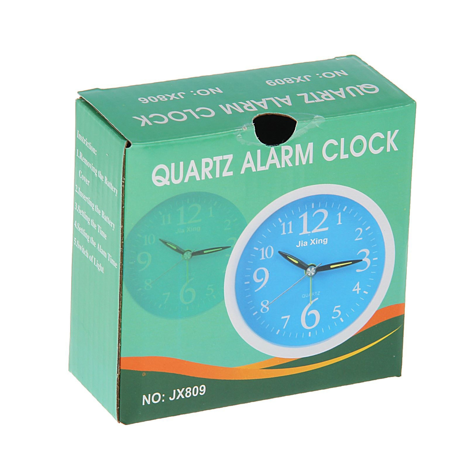 Будильник круг на подставке, крупные цифры 3,6,9,12, цвет циферблат, стрелки микс d=10см 720750