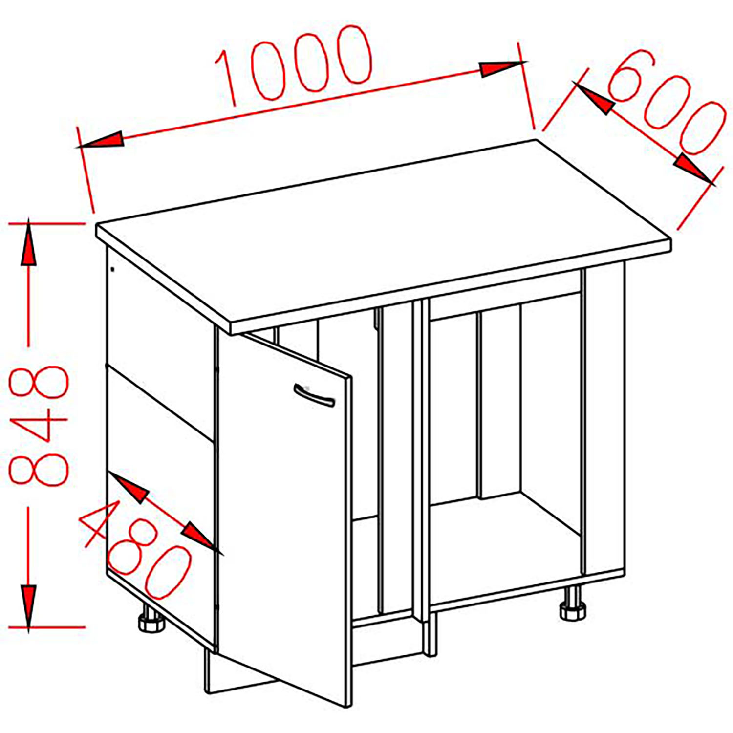 Шкаф напольный угловой 1000х850х600 мм BROZEX-WOOD Liberty, правый, с дверцей, белый Шкаф напольный угловой 1000х850х600 мм BROZEX-WOOD Liberty, правый, с дверцей, белый