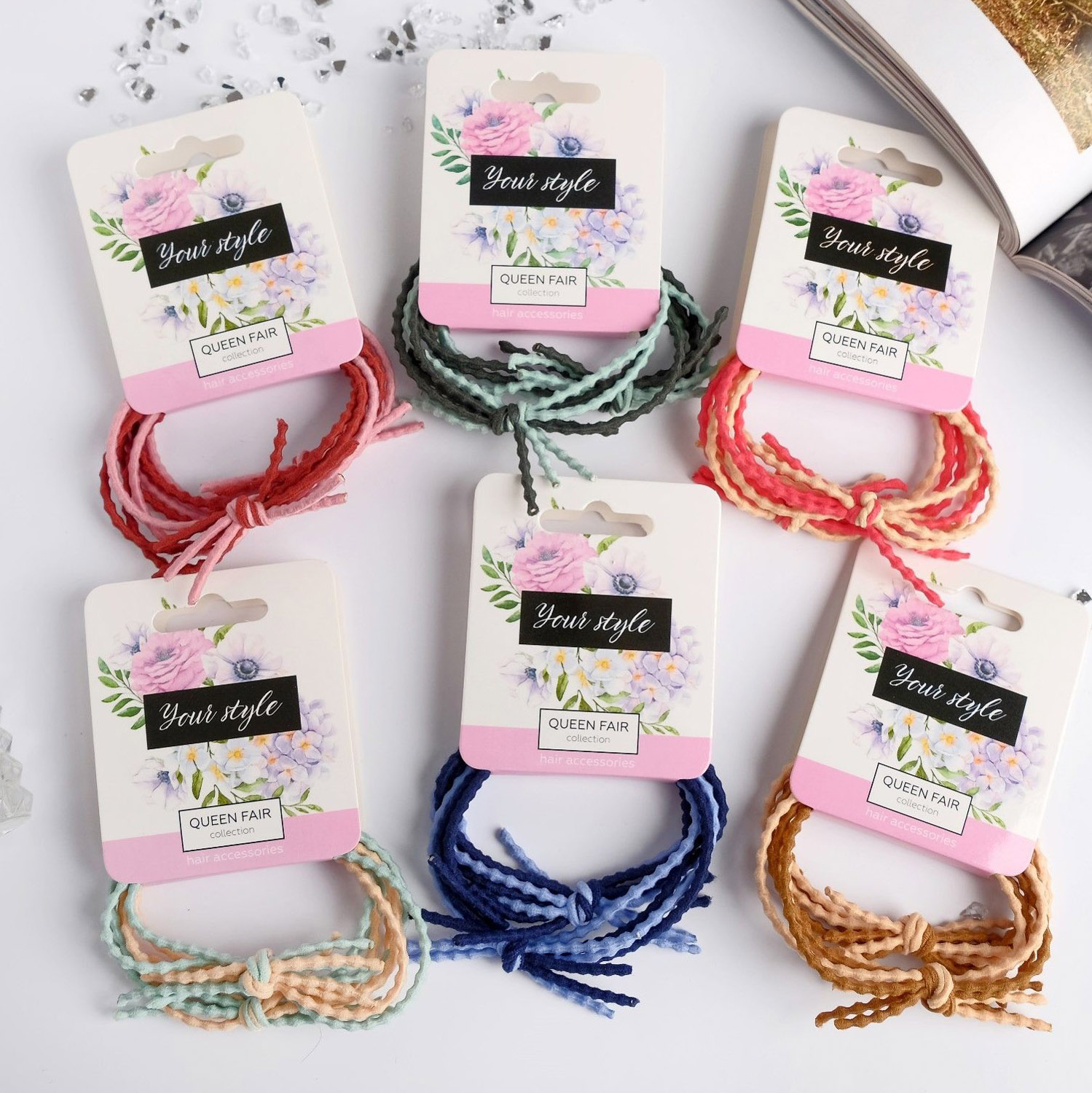 Резинка для волос "Палермо" (цена за пару) завитки микс