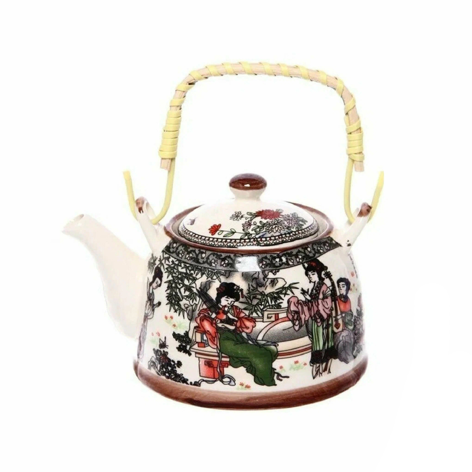 Чайник заварочный керамич. 700мл с тросник. ручкой, сито-вставка нерж. арт.TP-4 *1/12 Чайник заварочный керамич. 700мл с тросник. ручкой, сито-вставка нерж. арт.TP-4 *1/12