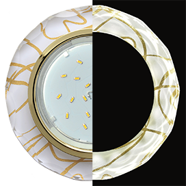 Светильник встраиваемый GX53 H4 LD5313 Ecola Glass Стек. Круг грань зол на бел.SG53RCECH *10/30