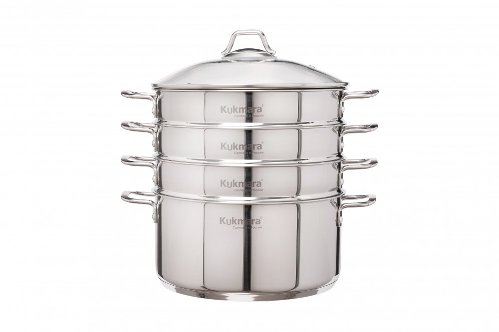 Мантоварка-пароварка нерж. 3-х ярусная, 6,0л, d260мм,выс.290мм д/Индукции STM602603G "Kukmara" *1/2