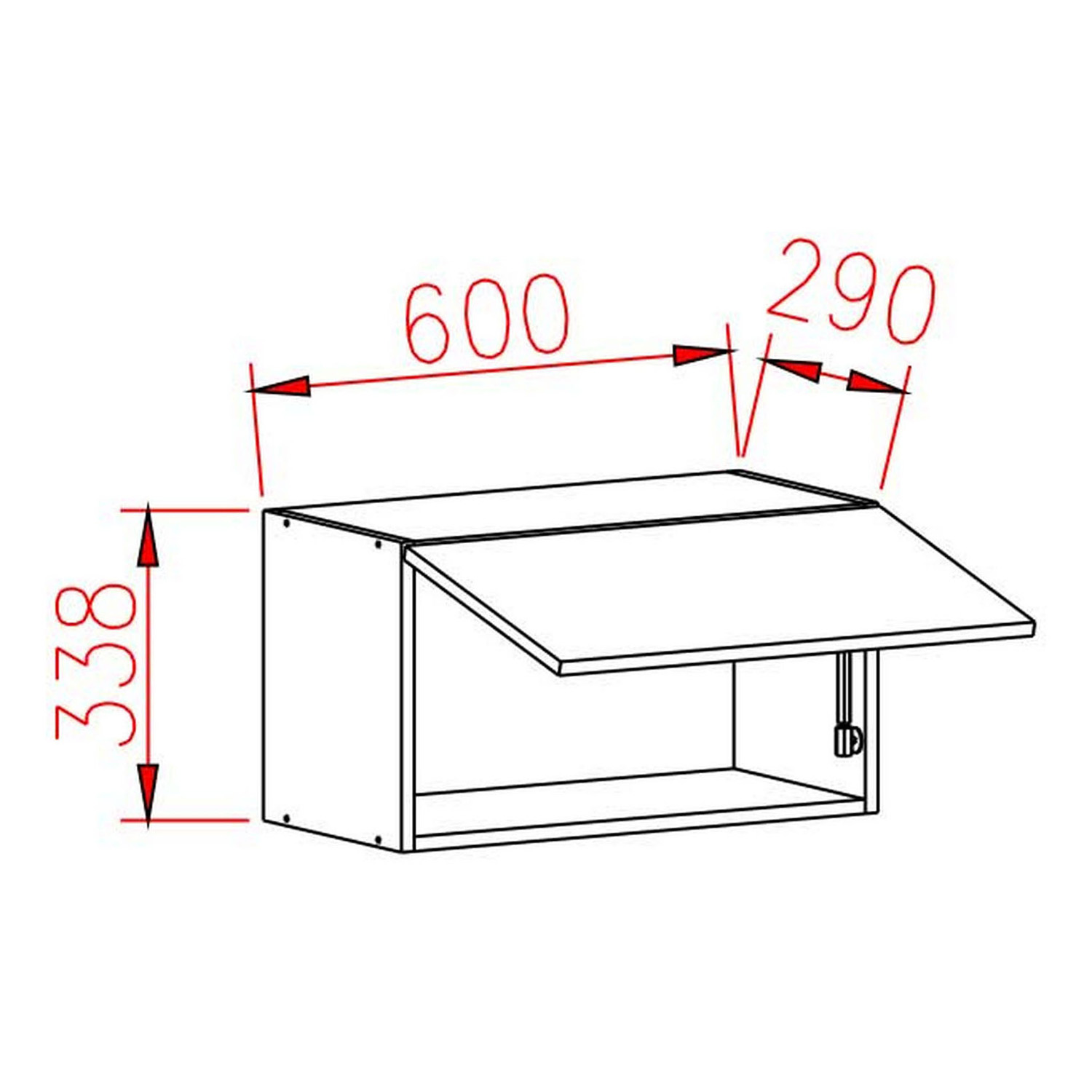 Шкаф навесной 600х338х290 мм BROZEX-WOOD Эрика, для вытяжки, с дверцей, светло-бежевый / ясень капучино софт