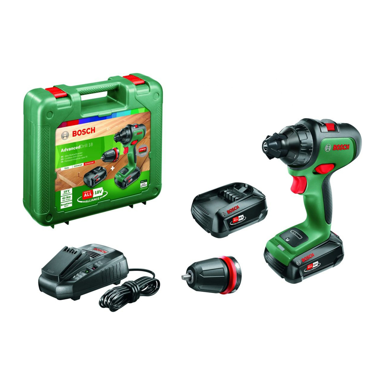 Дрель-шуруповерт 18В 2скор.0-430/0-1350об/мин 36Нм 2,5Ач (без АКБ/ЗУ) LI-IONAdvancedDrill18 BOSCH *1 Дрель-шуруповерт 18В 2скор.0-430/0-1350об/мин 36Нм 2,5Ач (без АКБ/ЗУ) LI-IONAdvancedDrill18 BOSCH *1