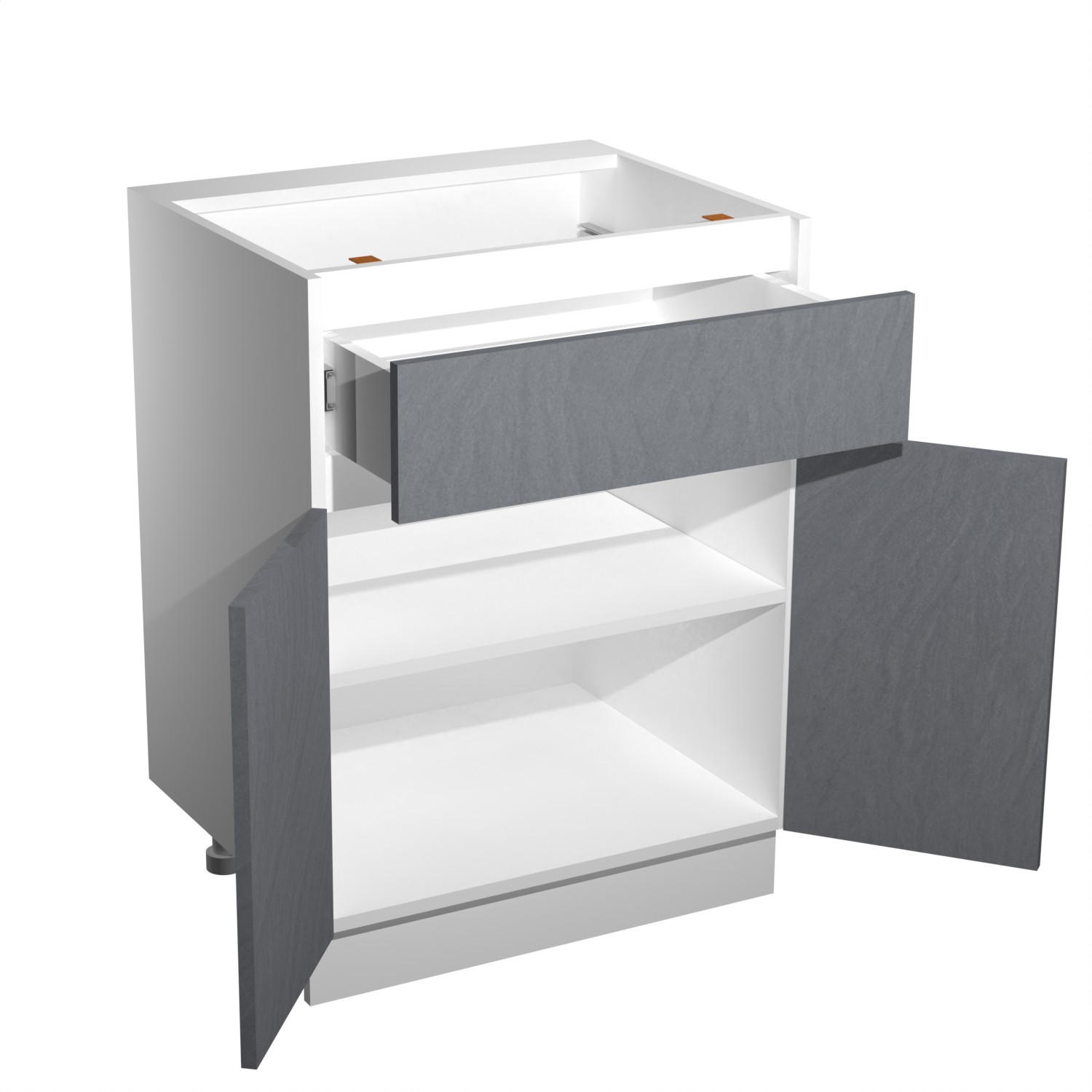 Шкаф напольный 600х850х600 мм BROZEX-WOOD GreyWind, с двумя дверцами, с ящиком