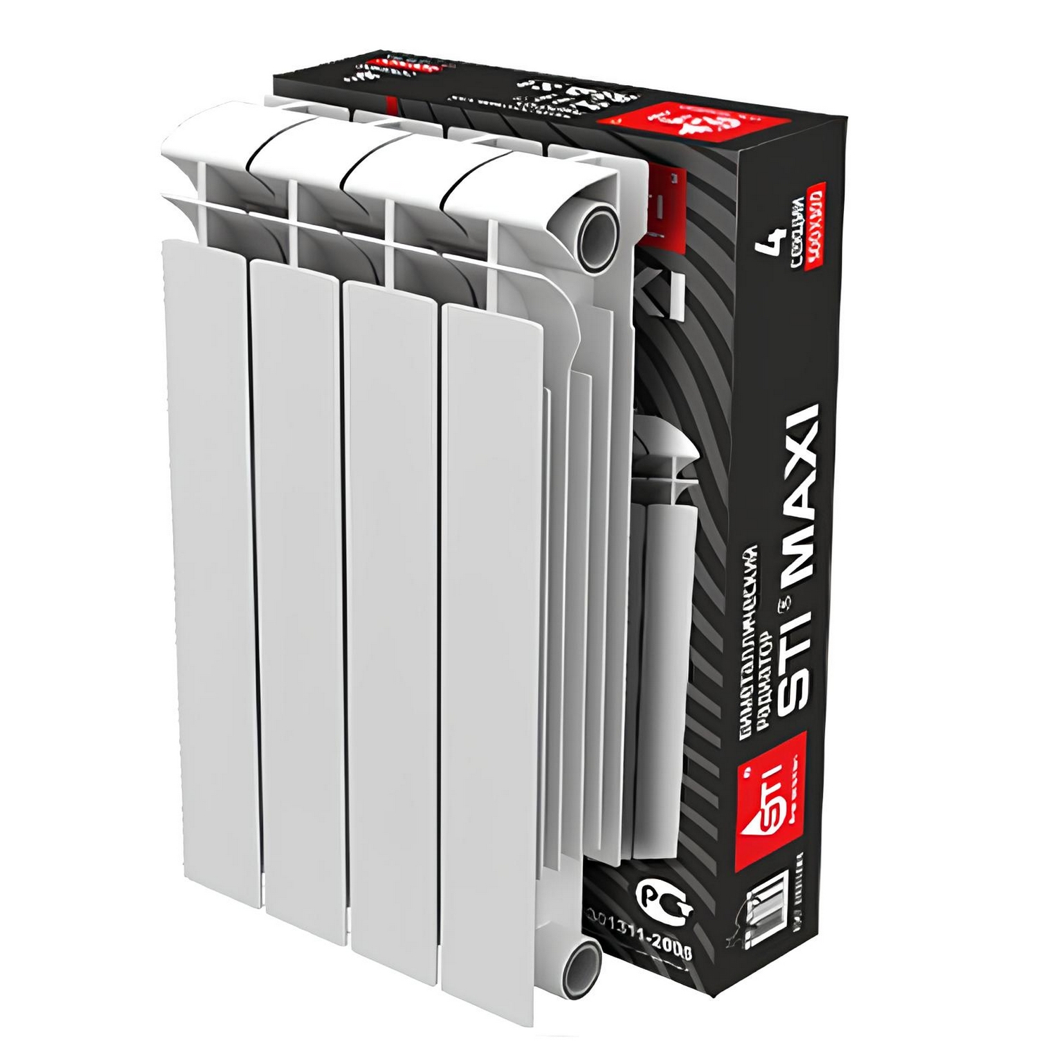 Радиатор биметаллический 4 секции STI Maxi, 500 мм, белый