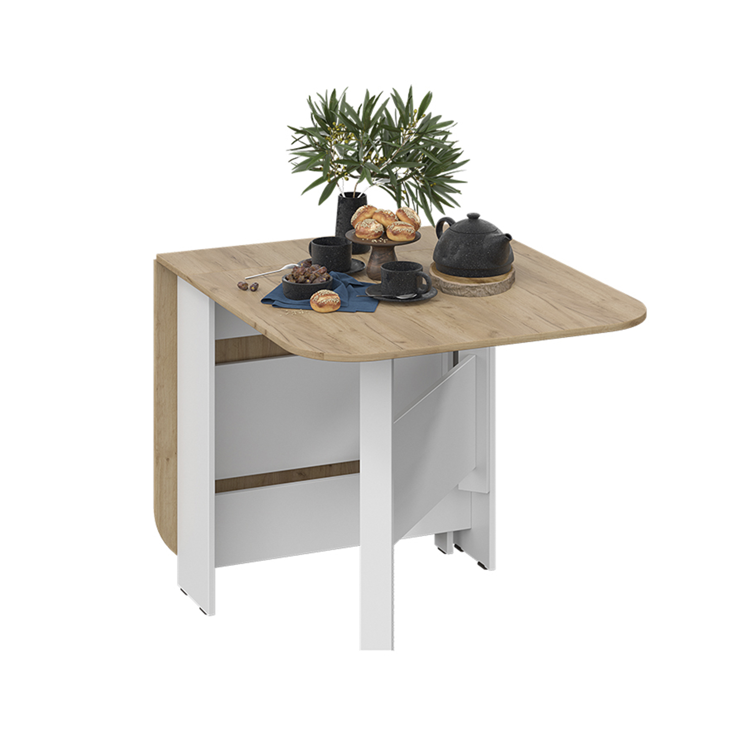 Стол обеденный раскладной 1600мм*800мм Т1 Белый/Дуб крафт золотой ТриЯ *1