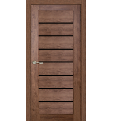 Дверь межкомнатная остеклённая КЛ7/1 Дуб Темный 800 мм черное стекло Двери ГУД *1