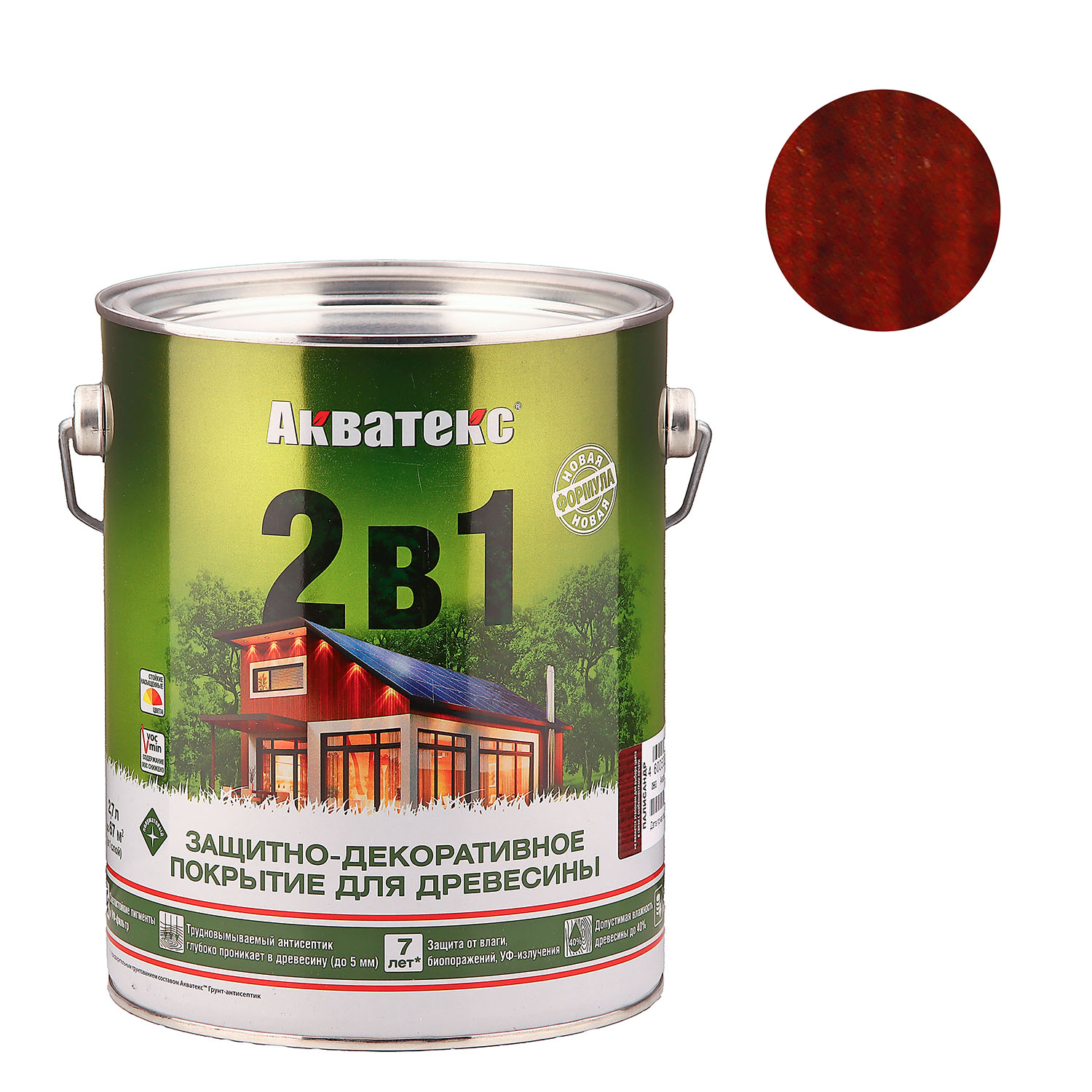 Защитно-декоративное покрытие 2.7 л для древесины АКВАТЕКС 2 в 1, алкидное, палисандр Защитно-декоративное покрытие 2.7 л для древесины АКВАТЕКС 2 в 1, алкидное, палисандр