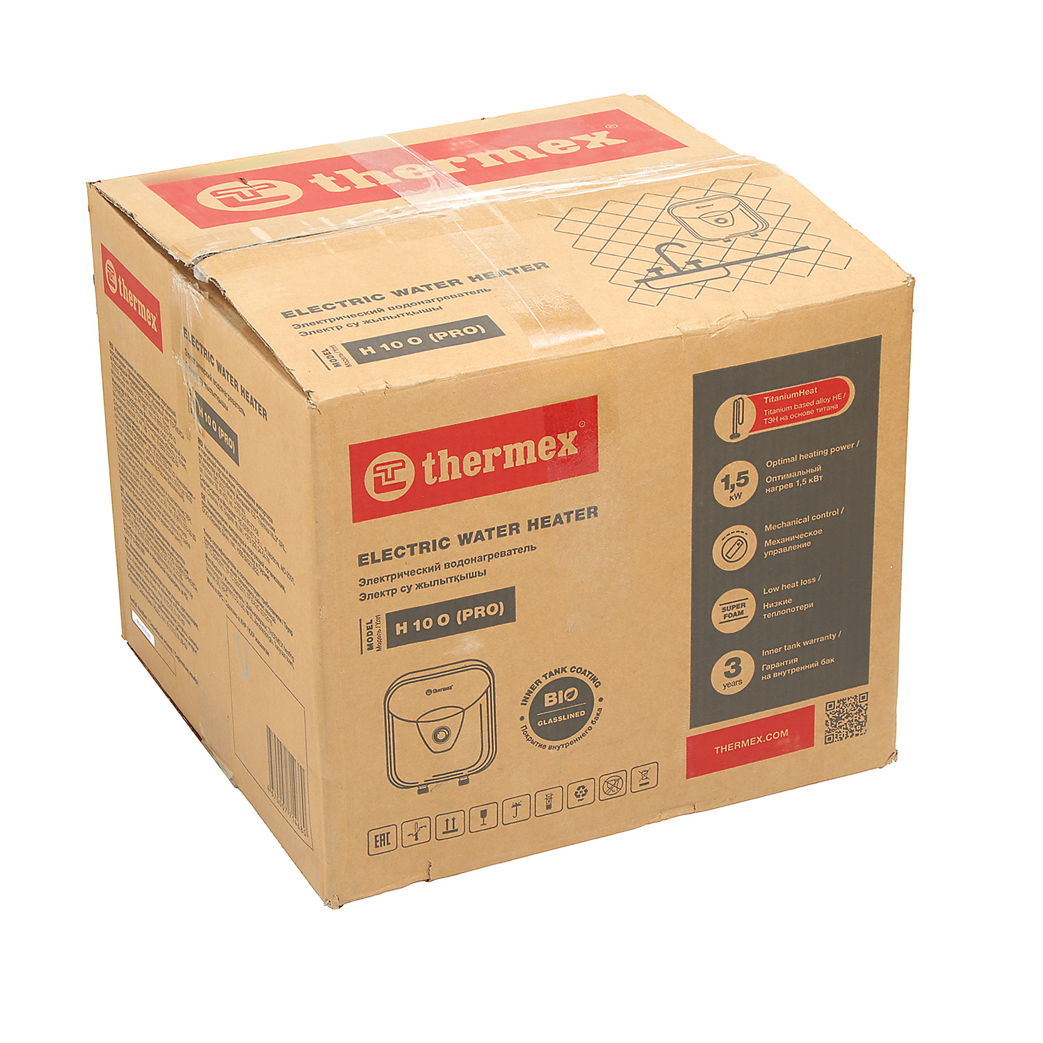 Водонагреватель накопительный 10 л THERMEX Hit Pro, 1.5 кВт, над мойкой, вертикальный