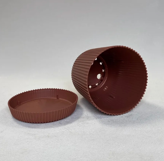 Кашпо пластм. "Gaufre"  1л d верха 115мм h115мм с поддоном Глина 801--17 (Tek.A.Tek) *1/40