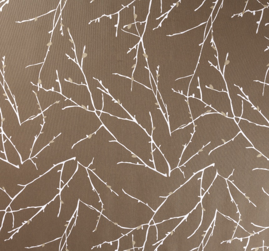 Клеёнка-ткань х/б с тефлоновой пропиткой "De Rosa" "Белые веточки" на беж. ш.1,37м TF-Y002 *20