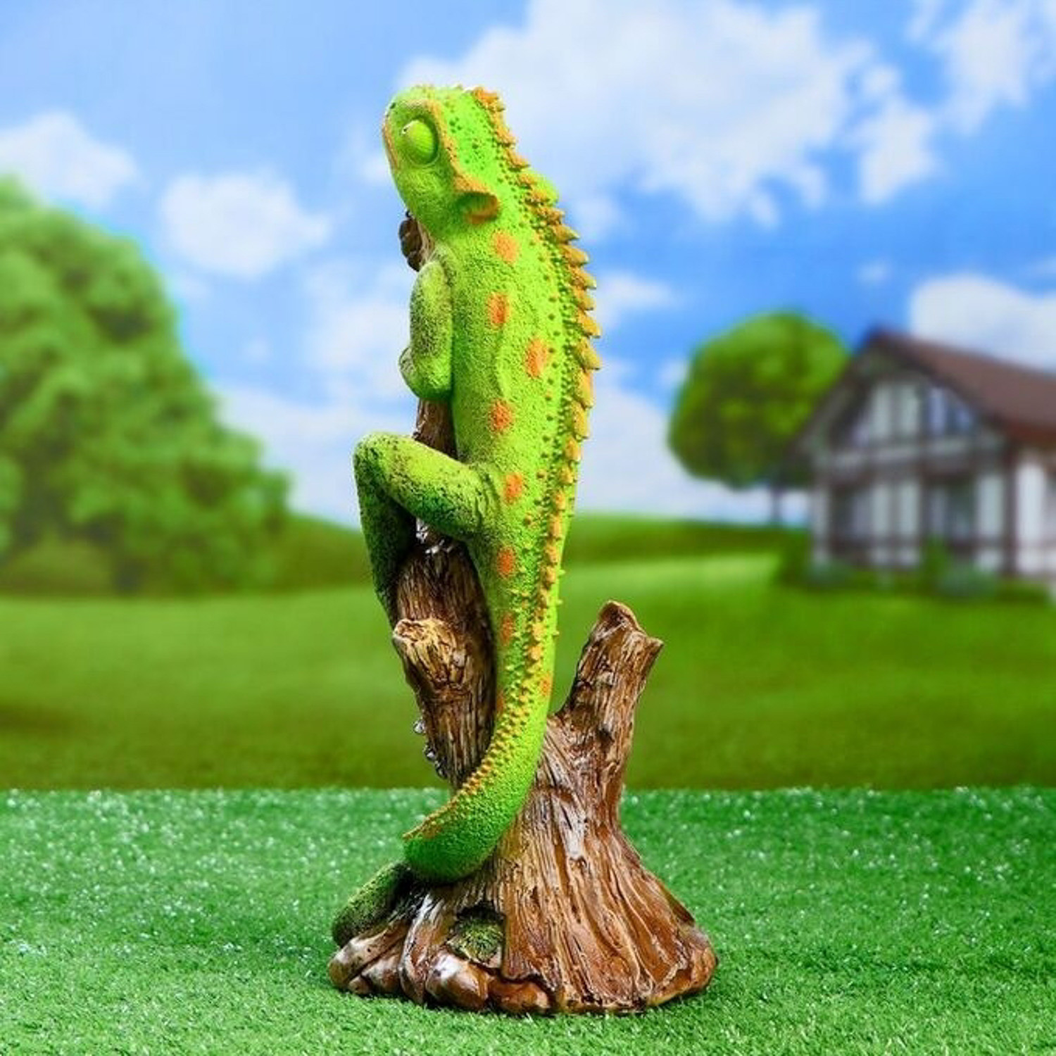 Садовая фигура "Хамелеон на ветке" акрил 17х14х35см   4793735