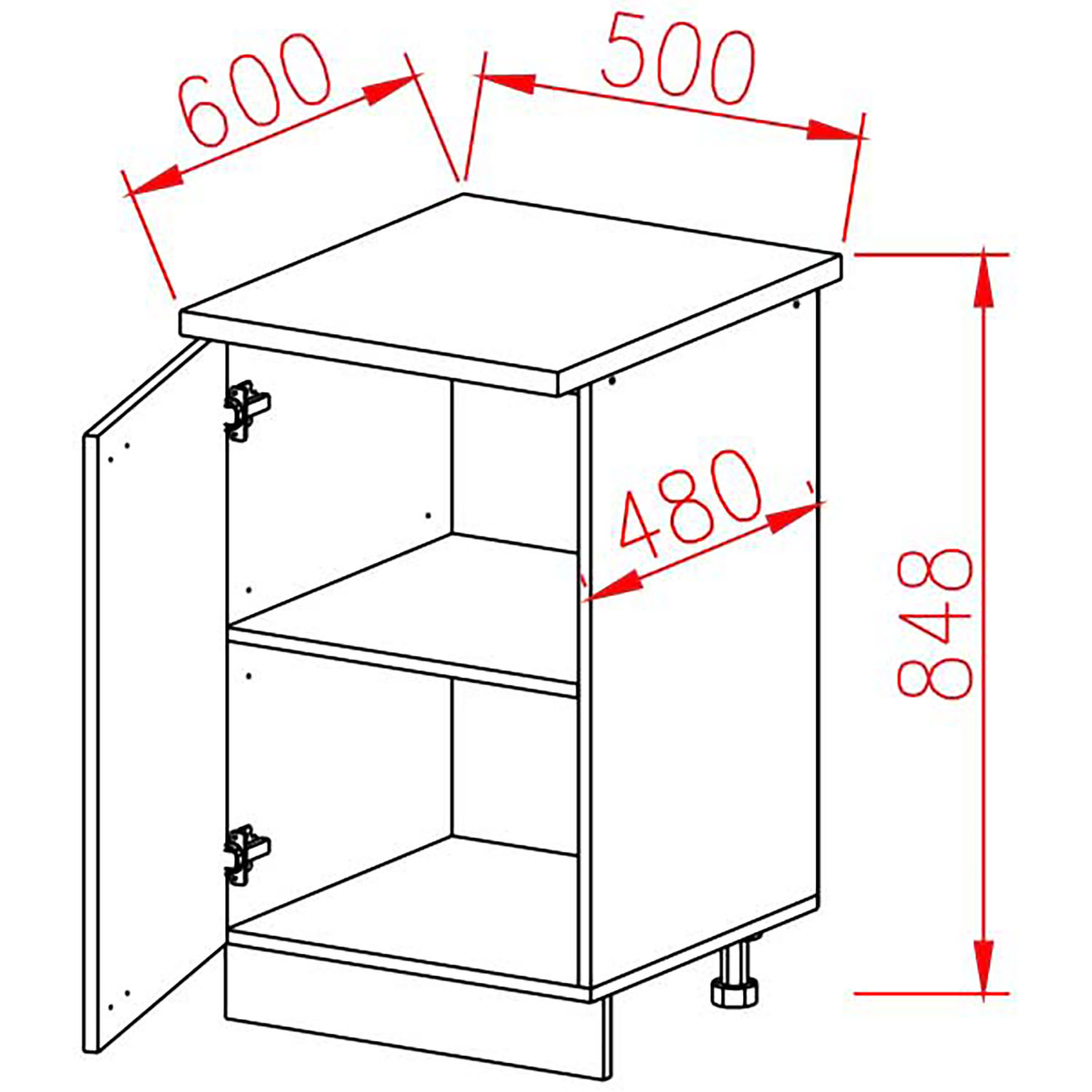 Шкаф напольный 500х850х480 мм BROZEX-WOOD Camellia, с дверцей, серый / юта