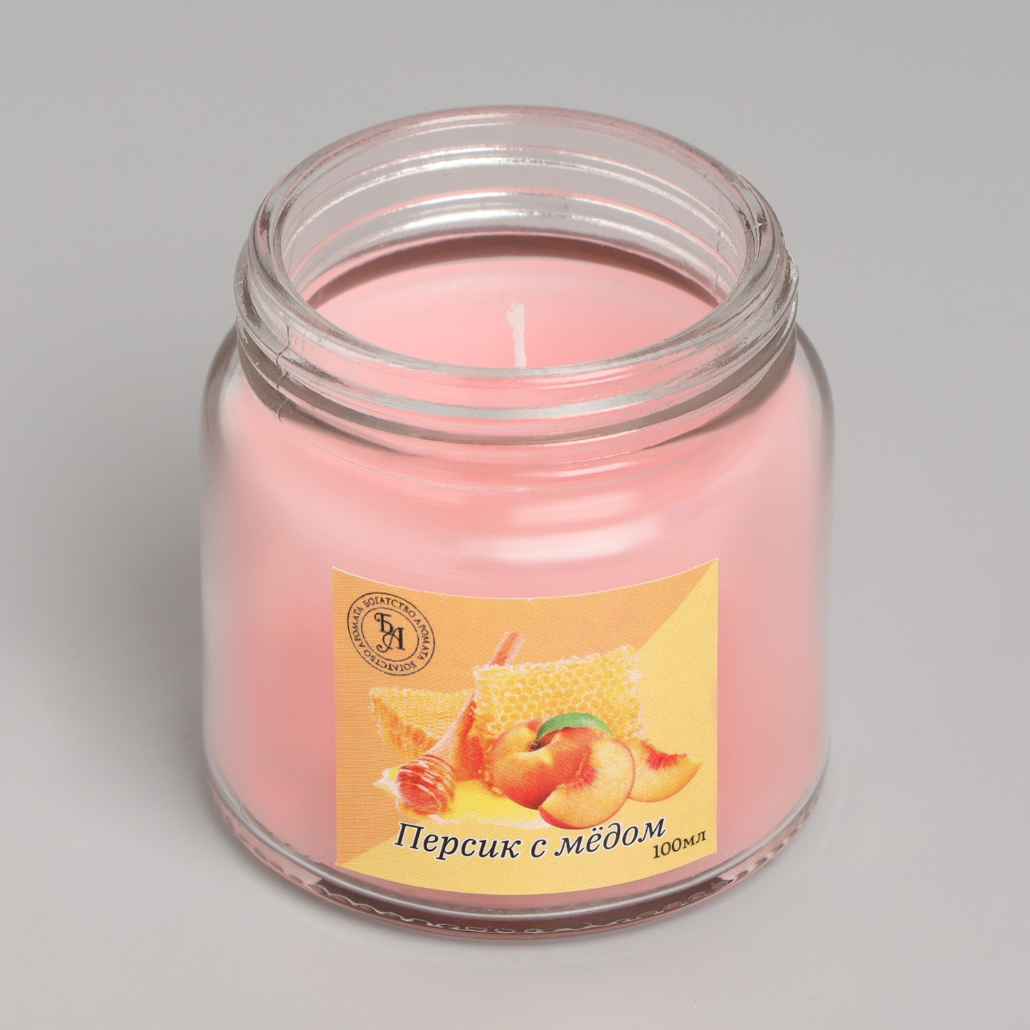 Свеча  ароматическая в стекле 6,3см, 100мл, персик с мёдом   9338117
