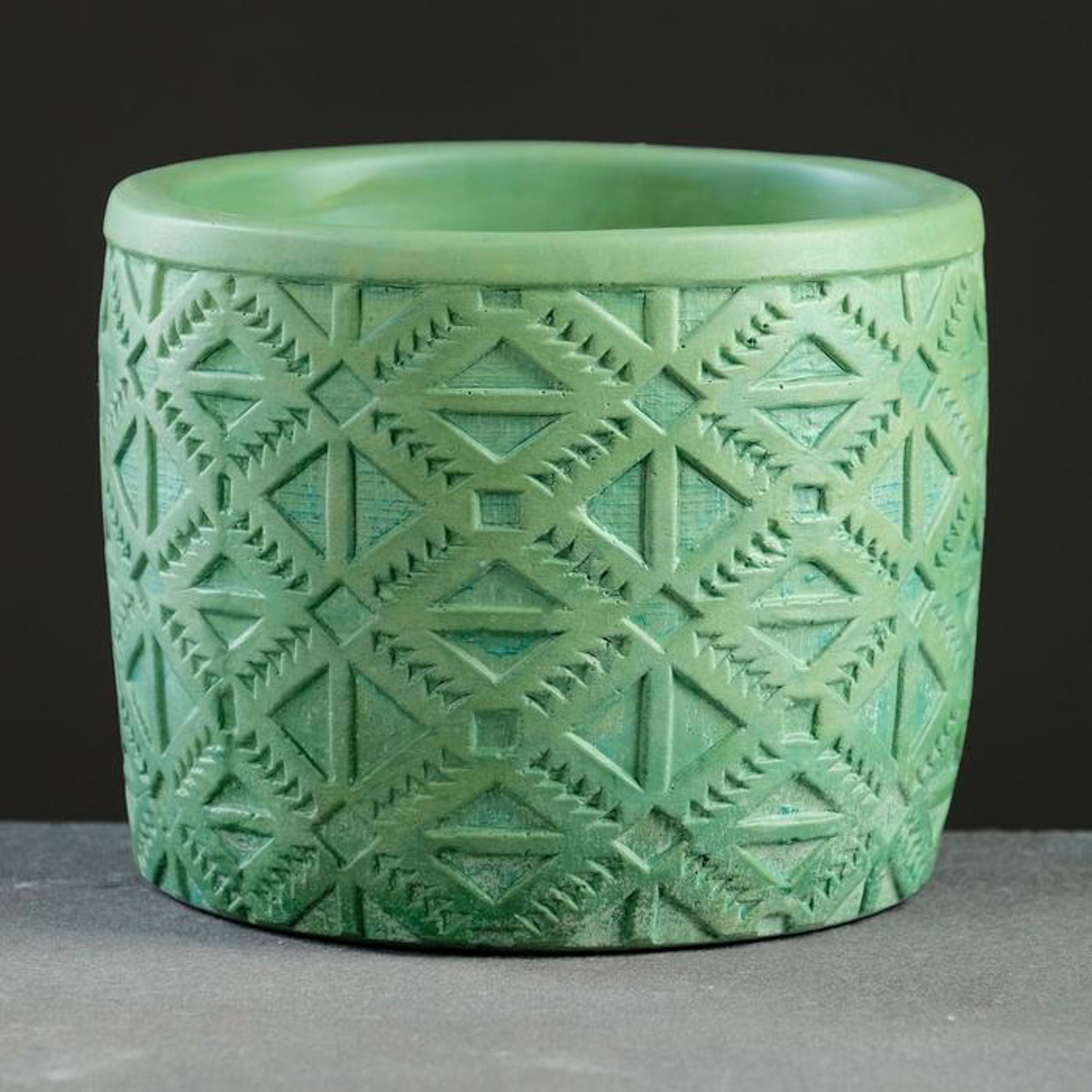 Кашпо гипсовое "Шале" 1,25л d верха 140мм h120мм Зеленый ("VipSet") *4