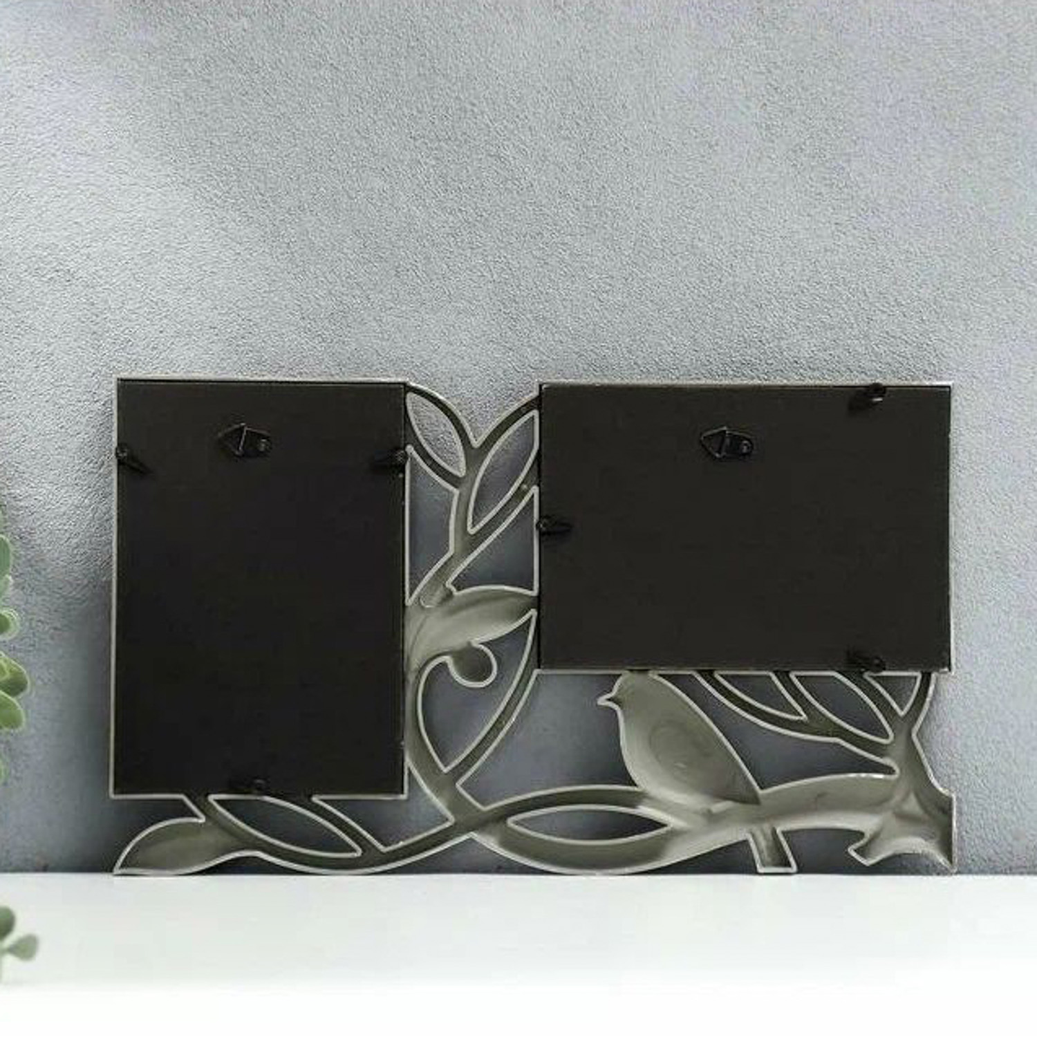 Фоторамка пластик на 2 фото 10х15 см "Птица счастья" серая 21х35 см 2751000