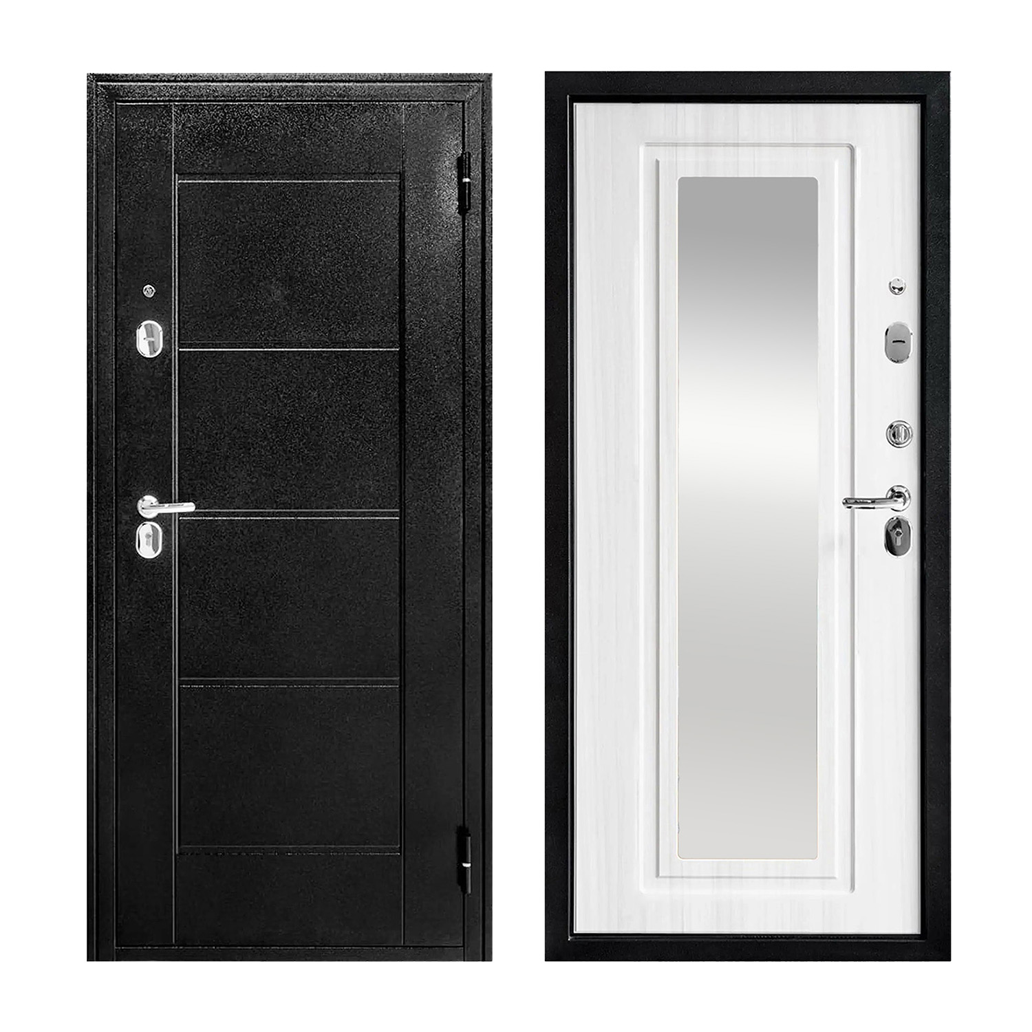 Дверь входная 2050х860х70 мм Форпост, с зеркалом, правая, антик темно-коричневый/лиственница беленая