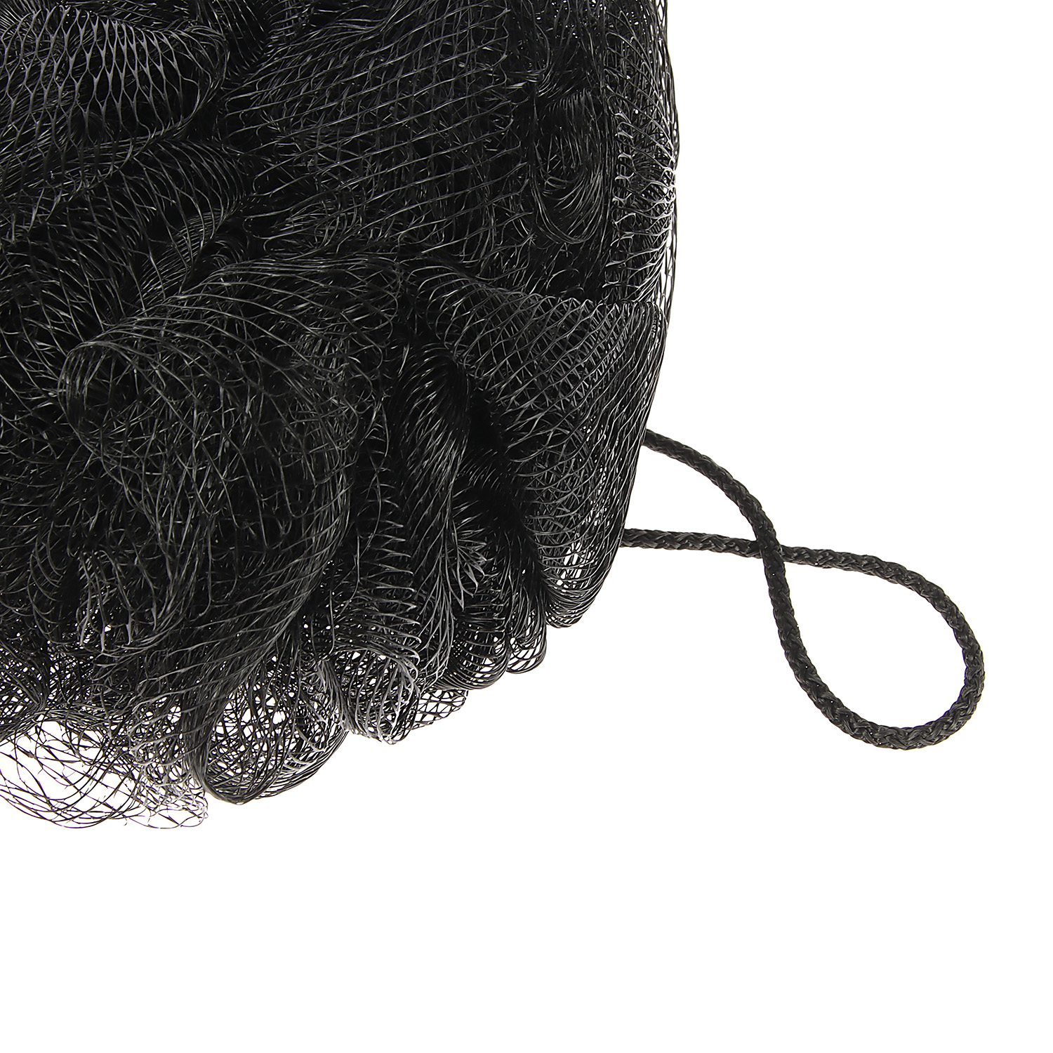 Мочалка-бант для душа нейлон D14см Бант черный, 54г ЕВРОХАУС  *10/50