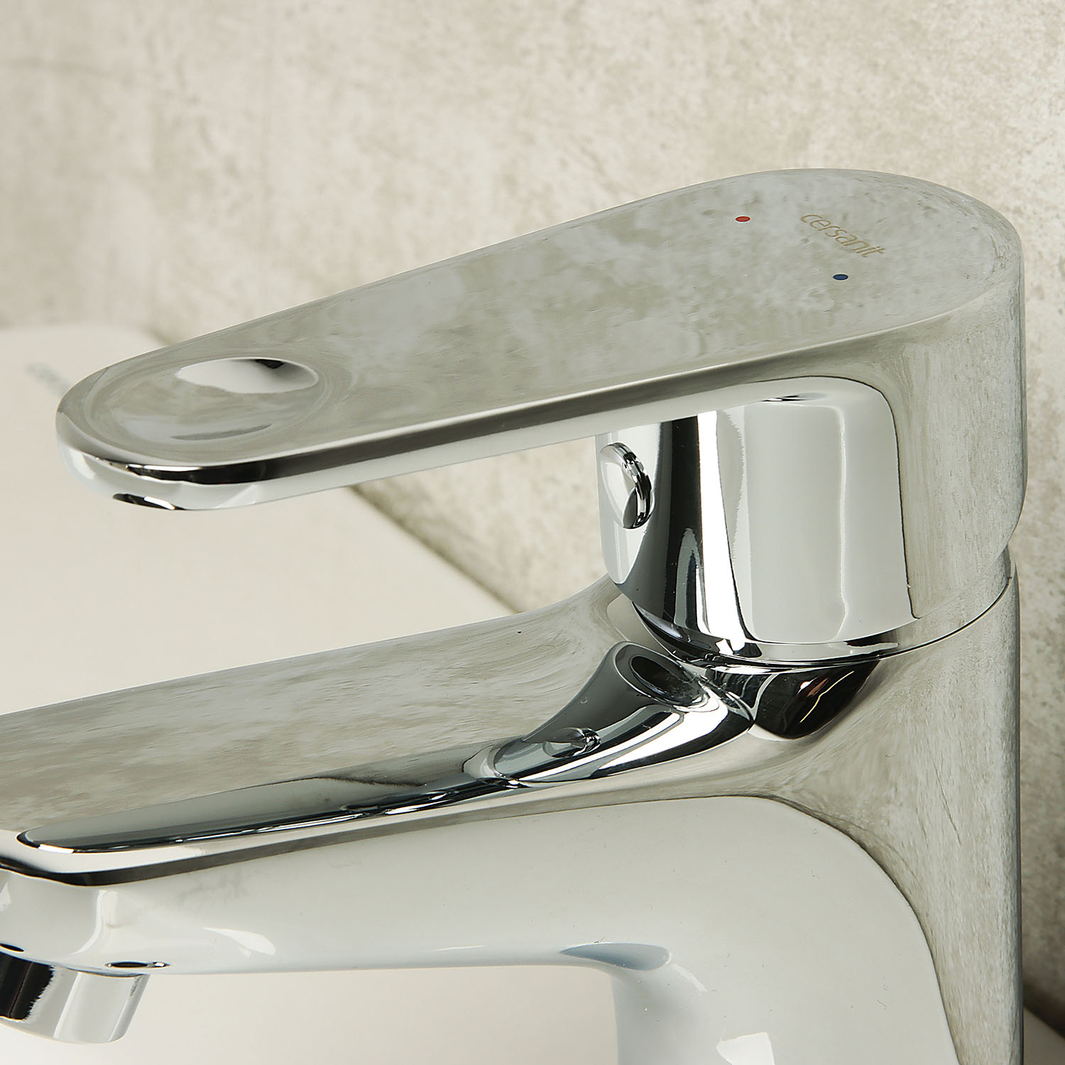 Смеситель для умывальника Cersanit Cari, короткий излив, рычажный