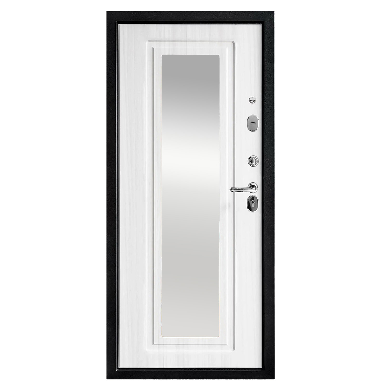 Дверь входная 2050х860х70 мм Форпост, с зеркалом, правая, антик темно-коричневый/лиственница беленая