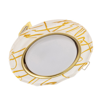 Светильник встраиваемый GX53 H4 LD5313 Ecola Glass Стек. Круг грань зол на бел.SG53RCECH *10/30