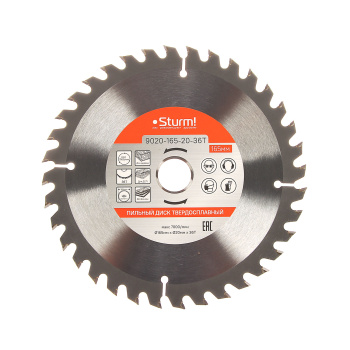 Диск пильный 165*20,0мм 36 зубьев по дереву (9020-165-20-36T) Sturm *1/50