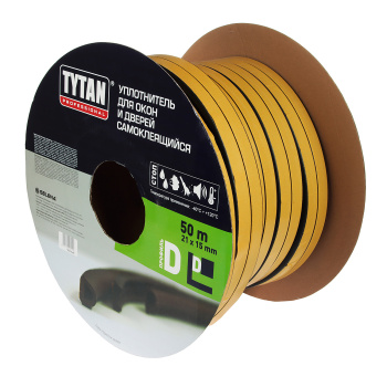 Уплотнитель TYTAN, 21х15 мм, промышленный, профиль D, черный