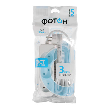 Удлинитель 3 розетки 3м с/з ПВС 3*1мм2 16А мощ.нагр 4000Вт16-33Е Фотон 11848 *1/20