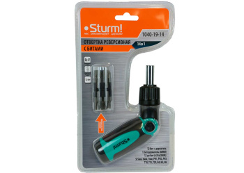 Отвертка реверсивная битодерж. в ручке 14 в 1 STURM (арт.1040-19-14) *1/6/36 Отвертка реверсивная битодерж. в ручке 14 в 1 STURM (арт.1040-19-14) *1/6/36