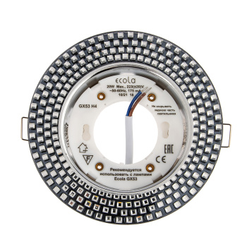 Светильник встраиваемый GX53 H4 5319 Ecola Glass Круг мозайка черный/хром FX53RMECB *10/30