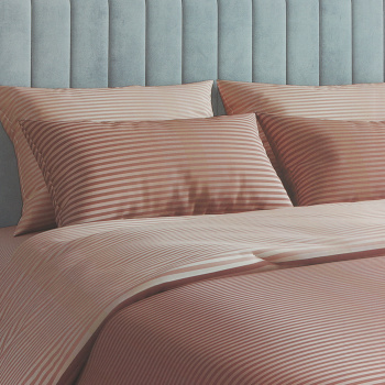 Постельное белье 1,5сп бязь Павлайн Страйп Коттон коричневый *1