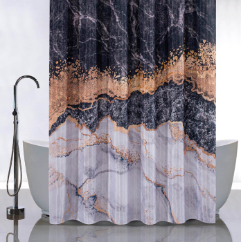 Штора для ванной "Санакс" п/эстер 180*180см "Черный мрамор" без колец 01-81 *1/24
