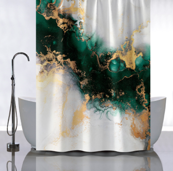 Штора для ванной "Санакс" п/эстер 180*180см "Зеленый мрамор с золотом" без колец 01-112 *1/24