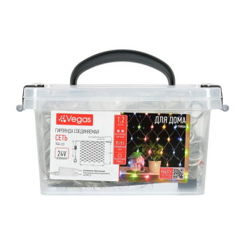 Гирлянда Сеть 1,2*1,5 м 24V VEGAS 144 LED мульти уличная IP44 55246 *1/4 Гирлянда Сеть 1,2*1,5 м 24V VEGAS 144 LED мульти уличная IP44 55246 *1/4