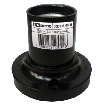 Патрон карболитовый Е27 потолочный прямой черный TDM SQ0335-0006 *10/200