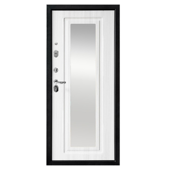 Дверь входная 2050х860х70 мм Форпост, с зеркалом, левая, антик темно-коричневый/лиственница беленая