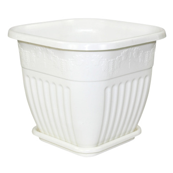 Кашпо пластм. "Лозанна" 8,0л Квадр. 260х260мм h225мм с поддоном Белый М1470 *1/16