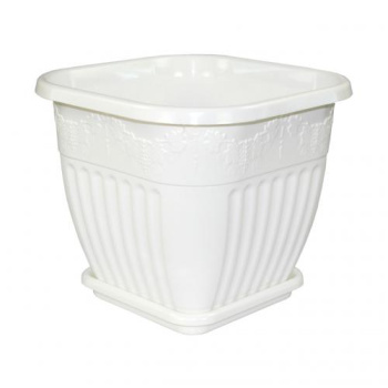 Кашпо пластм. "Лозанна" 8,0л Квадр. 260х260мм h225мм с поддоном Белый М1470 *1/16