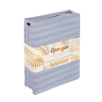 Постельное белье евро бязь-страйп 334-8/6 серебристо-серый Орхидея, наволочки 70*70 - 2шт *1/6