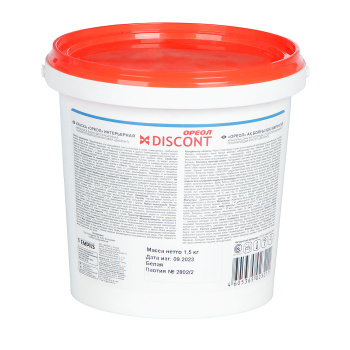 Краска латексная для стен и потолков 1,5 кг Дисконт Ореол моющаяся *1/6/336