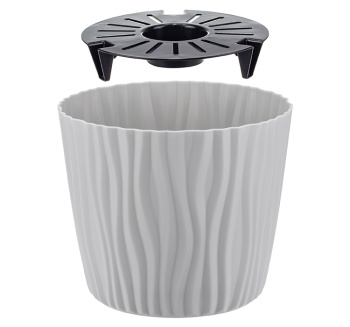 Кашпо пластм. "Волна" 4.0л d верха 200мм, h170мм  с съем дрен.решеткой Серый М3189 ("М-П.")*1/16