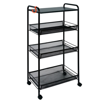 Этажерка металл. 4-х ур.-3 корз.+Полка, колёса 80х45х30см, полим.покр."Ладья34КС"Черн. Э357Ч *1