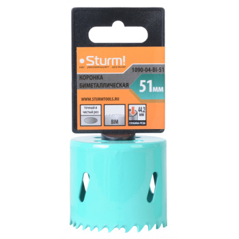 Коронка по металлу/дерево/пластик 51мм биметаллическая (1090-04-BI-51) Sturm *1/10