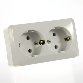Розетка "Этюд" ОП 2-мест. белая евро с з/к РА16-007б *8/16/96