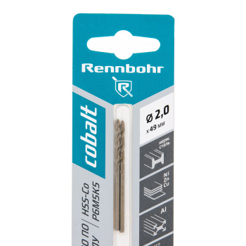 Сверло по металлу 2,00*49/24мм HSS-G P6M5 (2шт) блистер арт.675020 DYNAMIC RENNBOHR *10/40/640